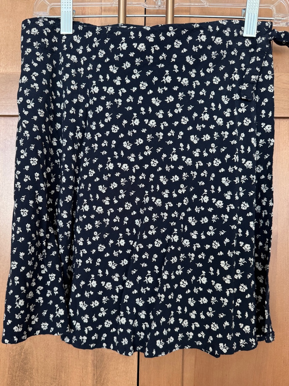 Brandy Melville Navy A-Line Skirt with White Floral Print